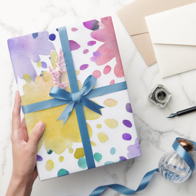 Regnbåge Vattenfärg Stänk Abstrakt Mönster Presentpapper (Gifting)