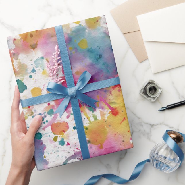 Regnbåge Vattenfärg Stänk Abstrakt Mönster Presentpapper (Gifting)