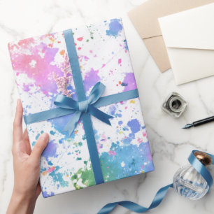 Regnbåge Vattenfärg Stänk Abstrakt Mönster Presentpapper