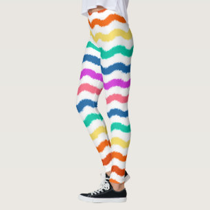 Regnbåge Vattenfärg Vågor Färgglada Leggings