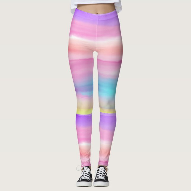 Regnbåge, vattenfärgslagar leggings (Framsida)