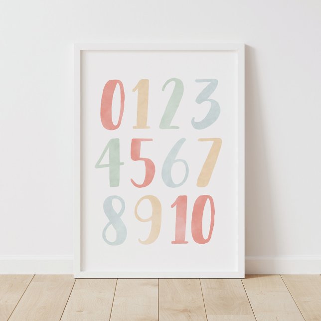 Regnbåge vattenfärgsnummer Classroom Decor Poster (Skapare uppladdad)
