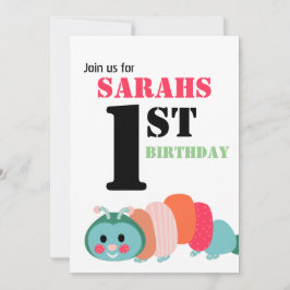 Regnbåge, vattenpelare Cute First Birthday Inbjudningar