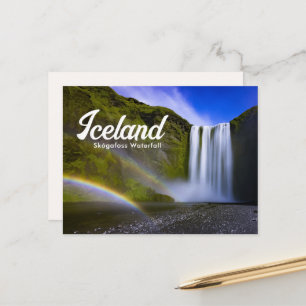 Regnbåge vid Skógafoss vattenfall Island vykort
