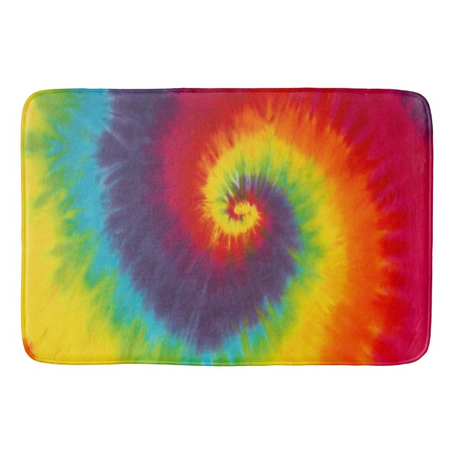 Regnbåge Virvel Tie Dye Groovy Cool Färgrik Badrumsmatta (Framsidan)