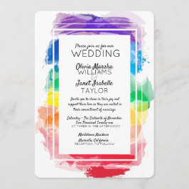 Regnbåge Watercolors Samling Bröllopsinbjudan Inbjudningar