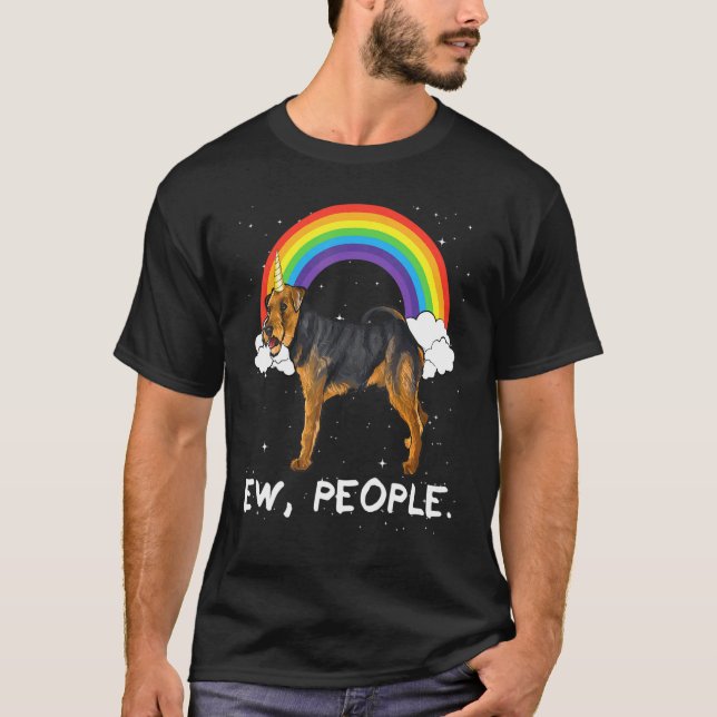 Regnbåge Welsh Terrier Ew Människor Enhörning Hund T Shirt (Framsida)