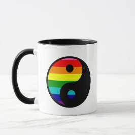 Regnbåge Yin Yang HBTQ Stolthet Balans Symbol Mugg