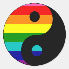 Regnbåge Yin Yang HBTQ Stolthet Balans Symbol Runt Klistermärke