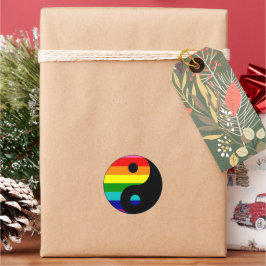 Regnbåge Yin Yang HBTQ Stolthet Balans Symbol Runt Klistermärke
