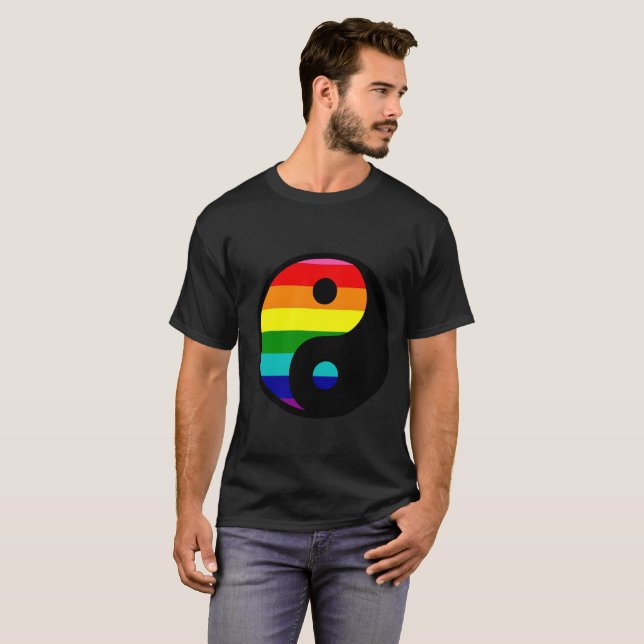 Regnbåge Yin Yang HBTQ-stolthetssymbol T Shirt (Hel framsida)