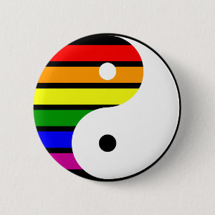 Regnbåge Yin Yang Knapp