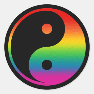 Regnbåge Yin Yang Runt Klistermärke