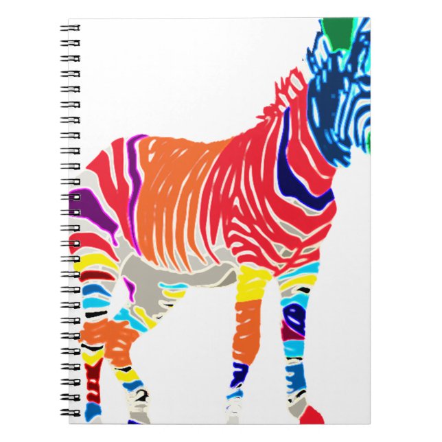 Regnbåge Zebra Djur Monogrammönster Fest Anteckningsbok Med Spiral (Framsidan)