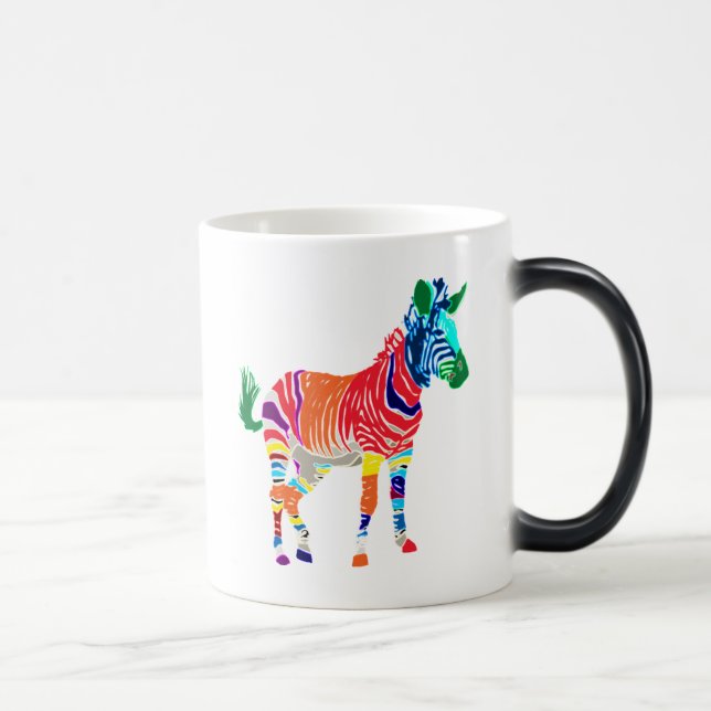 Regnbåge Zebra Djur Monogrammönster Fest Magisk Mugg (Höger)