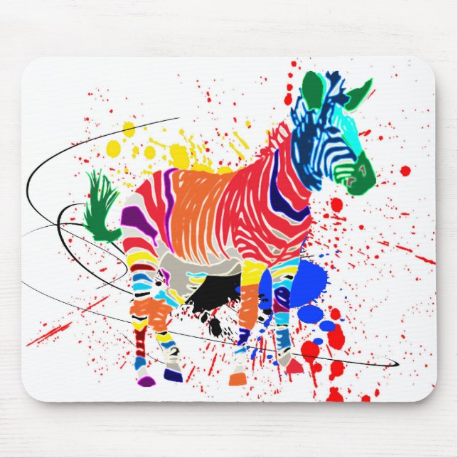 Regnbåge Zebra Djur Monogrammönster Fest Musmatta (Framsidan)