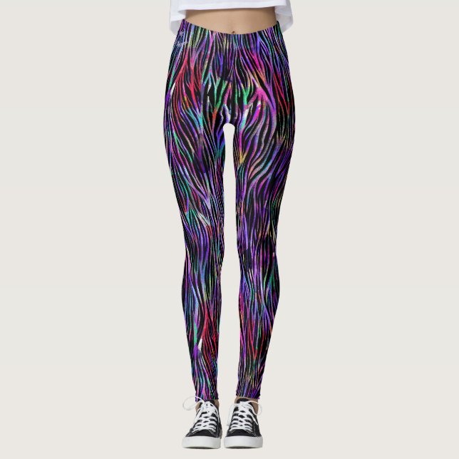 Regnbåge Zebra Leggings (Framsida)