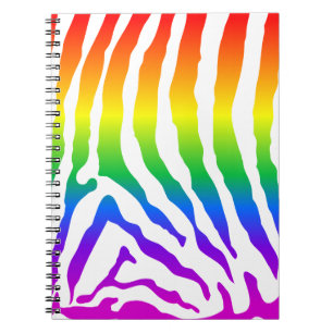Regnbåge Zebra mönstrad Anteckningsbok Med Spiral