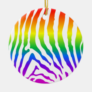 Regnbåge Zebra mönstrad Julgransprydnad Keramik