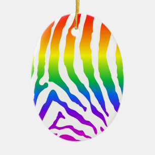 Regnbåge Zebra mönstrad Julgransprydnad Keramik
