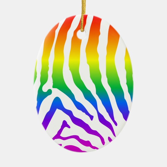Regnbåge Zebra mönstrad Julgransprydnad Keramik (Framsidan)