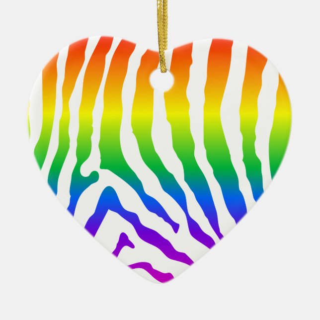 Regnbåge Zebra mönstrad Julgransprydnad Keramik (Framsidan)