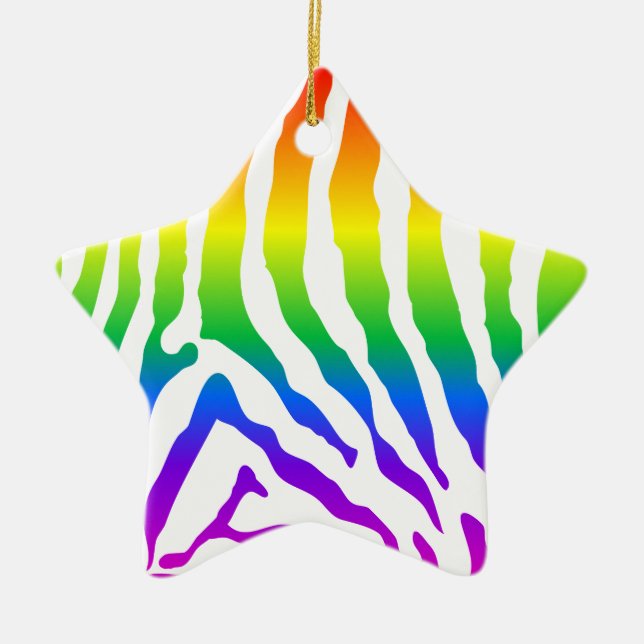 Regnbåge Zebra mönstrad Julgransprydnad Keramik (Framsidan)