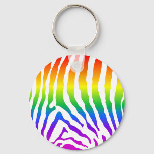 Regnbåge Zebra mönstrad Nyckelring