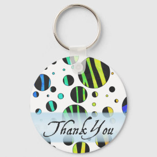 Regnbåge Zebra Polka Dot Mönster Tack Nyckelring
