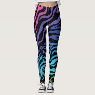 Regnbåge Zebra tryck-balkar Leggings