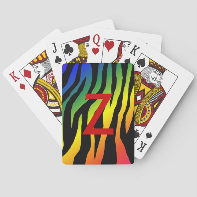 Regnbåge Zebra Tryck Casinokort (Baksidan)