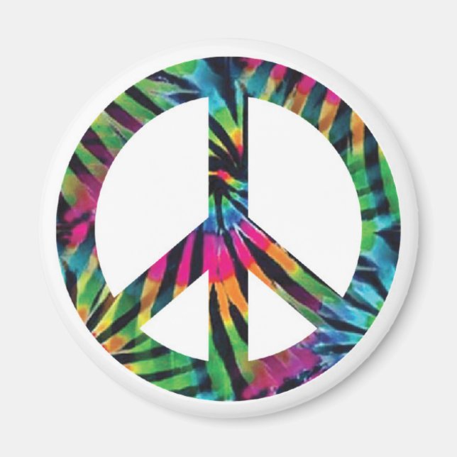 Regnbåge Zebra Tryck Tie Dye Fredstecken Magnet (Framsidan)