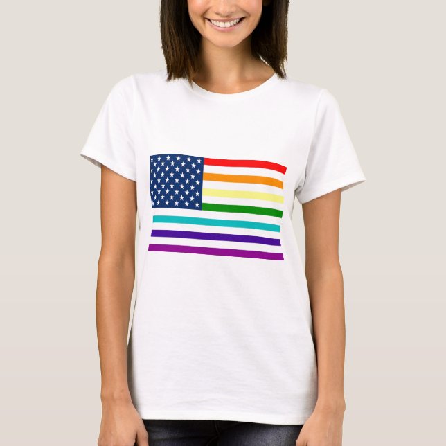Regnbågeamerikanska flaggan t-shirt (Framsida)