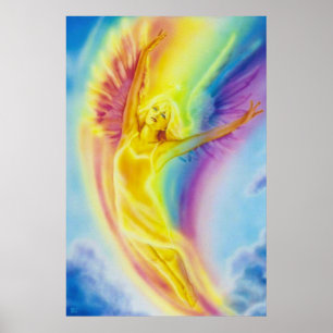 Regnbågeängel vid den Lisa irisen Poster
