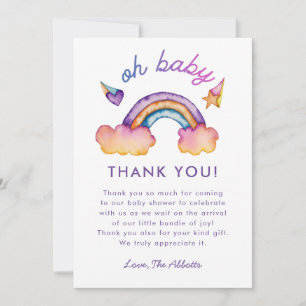 Regnbågebaby shower tack kort