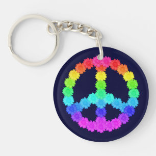 Regnbågeblommafredstecken Keychain