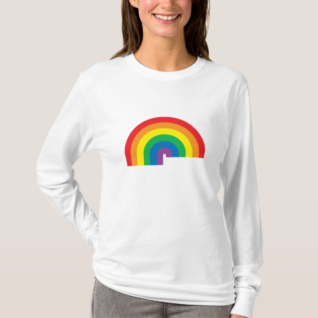 Regnbågedamlångärmad T Shirt (Framsida)
