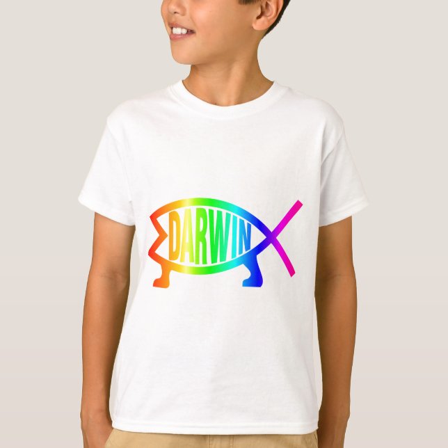 RegnbågeDarwin fisk Tee Shirt (Framsida)