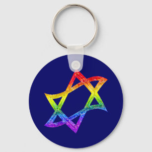 Regnbågedavidsstjärna Keychain Nyckelring
