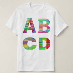 Regnbågedesign för brev ABCD T Shirt