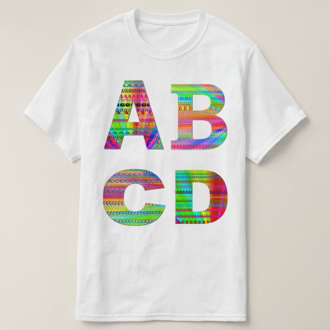 Regnbågedesign för brev ABCD T Shirt (Design framsida)