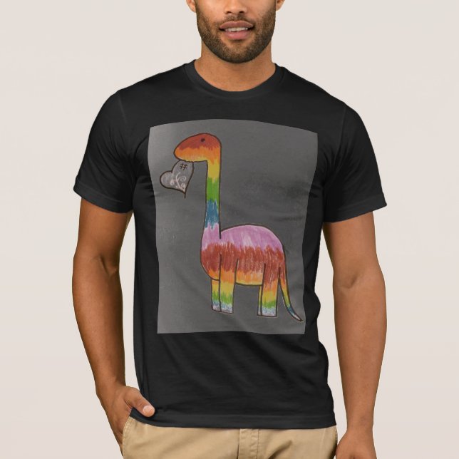 Regnbågedinosaur Tee Shirt (Framsida)