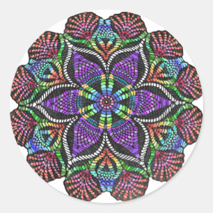 RegnbågeDoilymosaik Runt Klistermärke