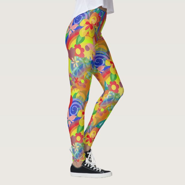 Regnbågefärger av flower power leggings (Höger)