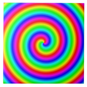 Regnbågefärger. Ljus och färgrik spiral Kakelplatta