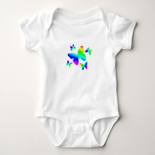 Regnbågefjärilsdesign T Shirt (Framsida)