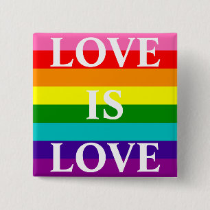 Regnbågeflaggakärlek är randar för kärlekgay pride knapp