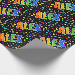 Regnbågeförnamn "ALEX", + Stjärnor Presentpapper
