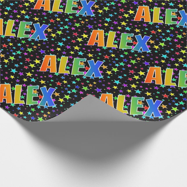 Regnbågeförnamn "ALEX", + Stjärnor Presentpapper (Hörn)