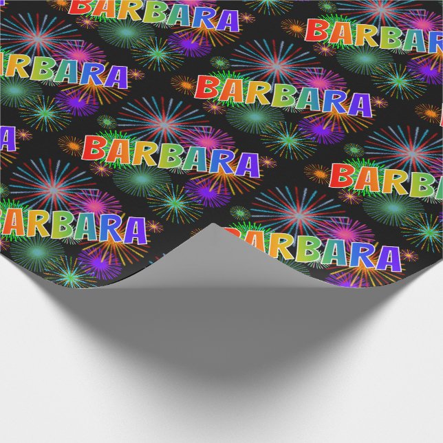 Regnbågeförnamn "BARBARA", + Fyrverkerier Presentpapper (Hörn)